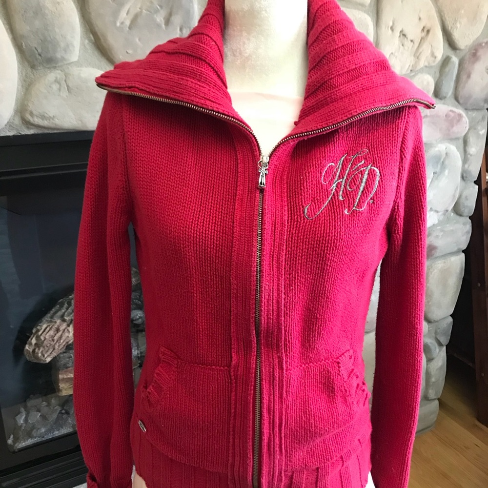 ❤️SOLD❤️Red Harley Davidson heavy zip sweater
